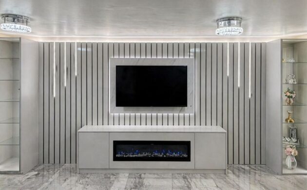 luxury media wall design UK by Multani Interiors